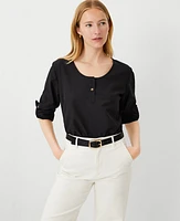 Ann Taylor Petite Roll Tab Sleeve Top Women's