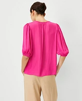 Ann Taylor Petite Button Popover Top Bold Pink Women's