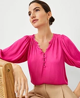 Ann Taylor Petite Button Popover Top Bold Pink Women's