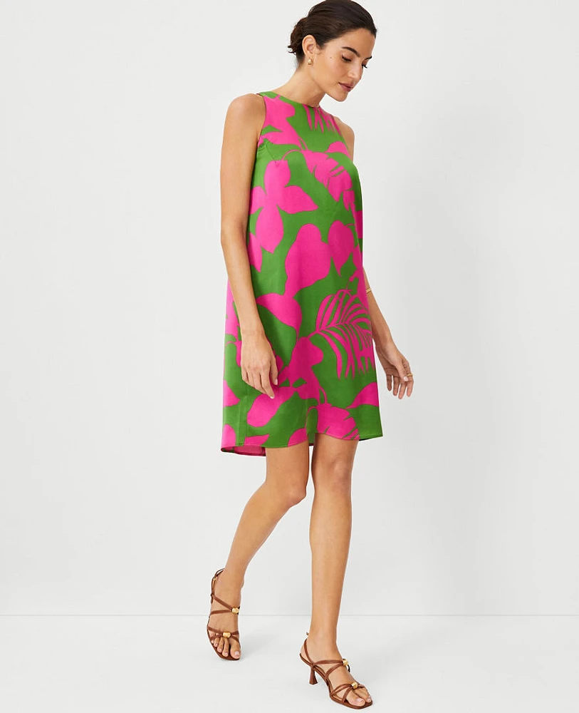 Ann Taylor Tropical Halter Swing Dress Matcha Women's