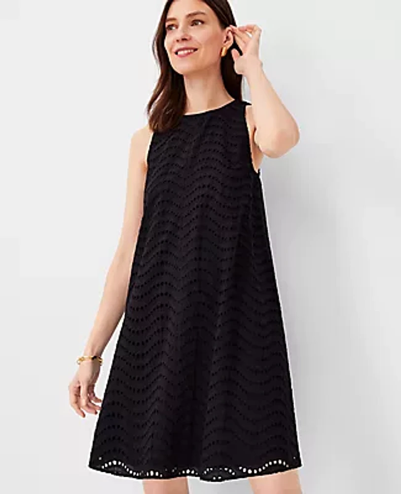 Ann Taylor Petite Cotton Eyelet Halter Dress