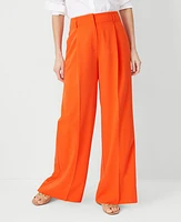 Ann Taylor The Petite Single Pleated Wide Leg Pant Flame Azalea Women's