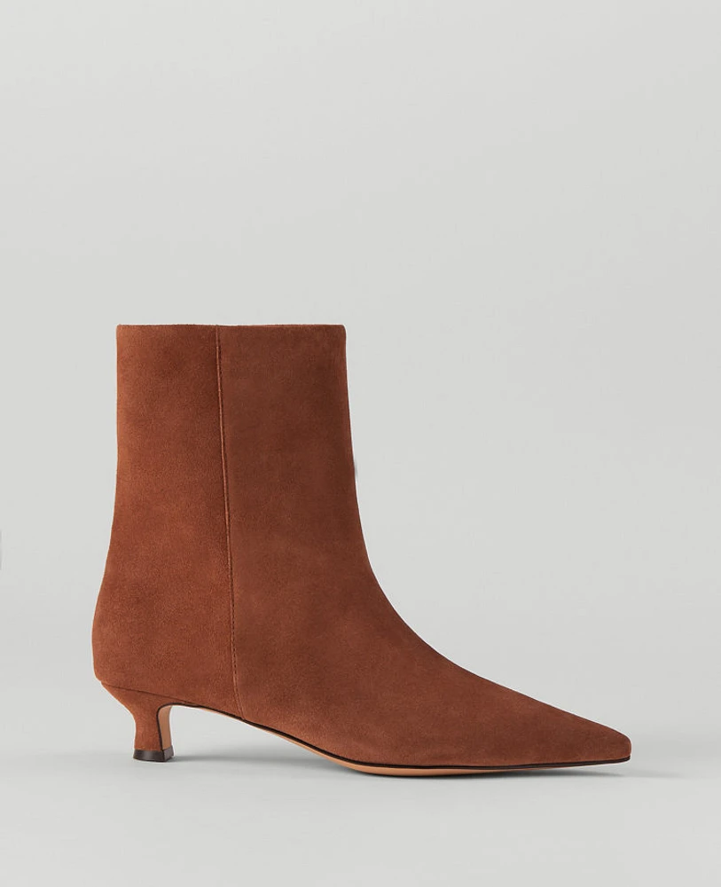 Ann Taylor Pointy Toe Suede Bootie Penny Brown Women's