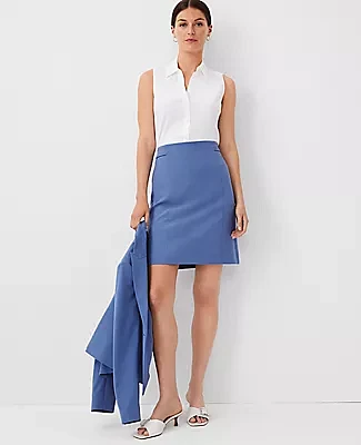 Ann Taylor The Petite Seamed Short A-Line Skirt Seasonless Stretch