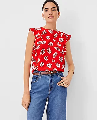 Ann Taylor Petite Leafed Ruffle Top