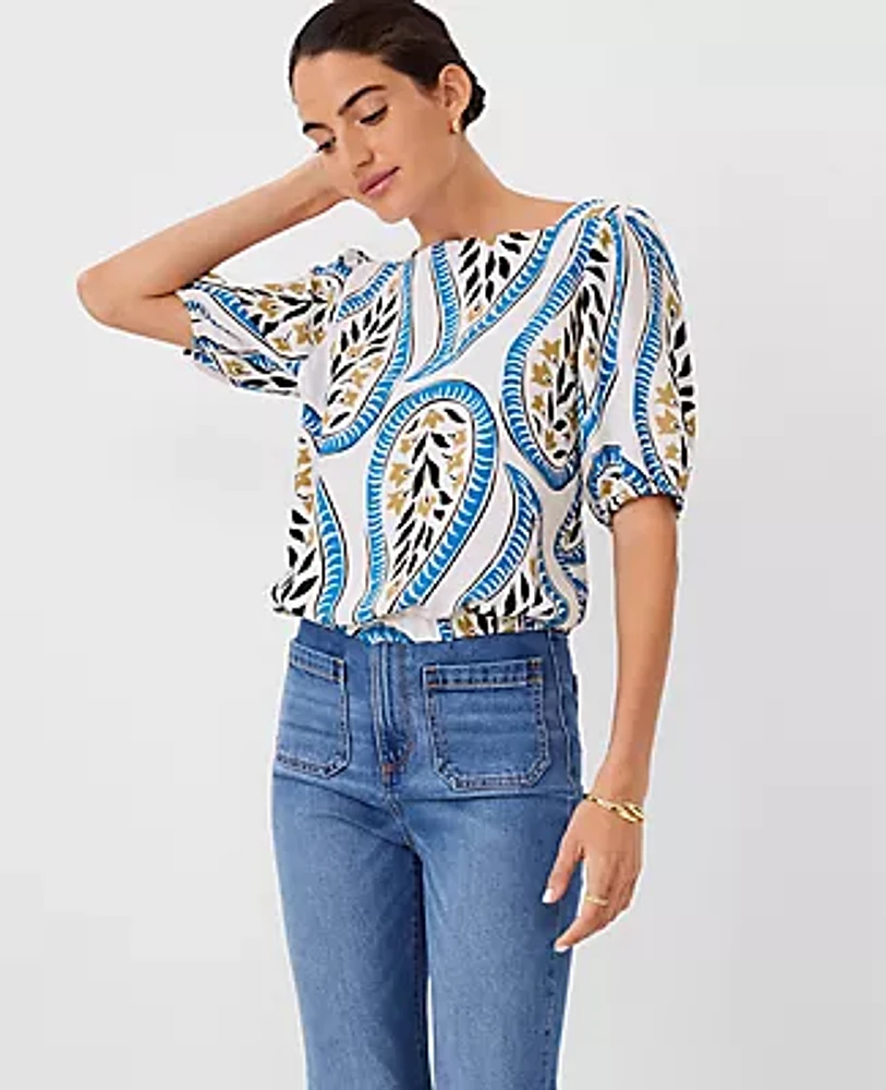 Ann Taylor Petite Floral Boatneck Top