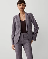 Ann Taylor The Petite Hutton Blazer Houndstooth Burgundy Multi Women's