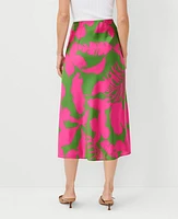 Ann Taylor Petite Tropical Bias Midi Slip Skirt Matcha Women's