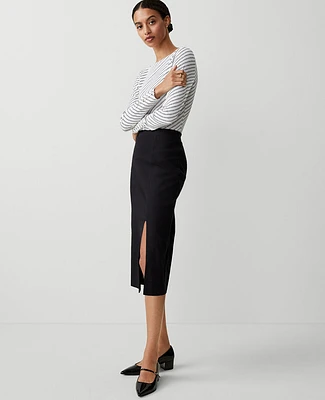 Ann Taylor Petite Long Ponte Slit Pencil Skirt Women's