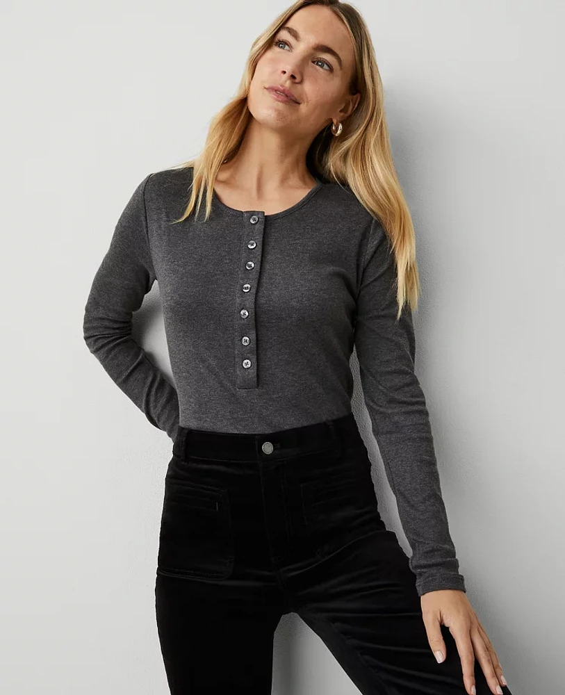 Ann Taylor Crew Neck Henley Women's