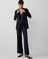 Ann Taylor The Petite Crosby Blazer Pinstripe Navy/White Combo Women's