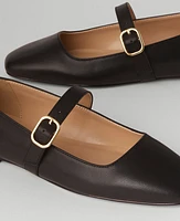 Ann Taylor Buckle Mary Jane Leather Flats Women's