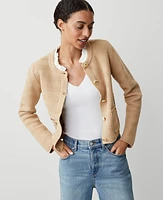 Ann Taylor Woven Ruffle Neck Stitch Jacket Baguette Women's