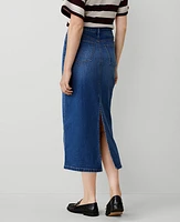 Ann Taylor AT Weekend High Rise Denim Column Skirt Dark Wash Women's