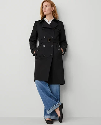 Ann Taylor Petite Fitted Trench Coat Black Women's