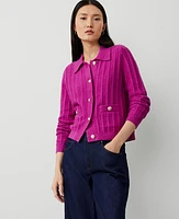 Ann Taylor Petite Collared Stitched Jacket Fresh Fuchsia Women's