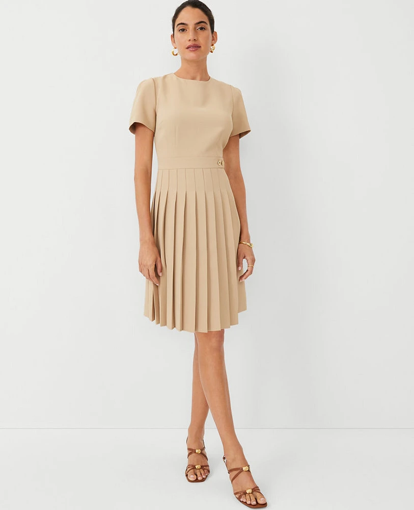 Ann Taylor Petite Crepe Flare Dress Baguette Women's