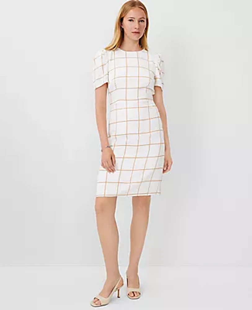 Ann Taylor Petite Plaid Short Sleeve Sheath Dress