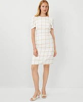 Ann Taylor Petite Plaid Short Sleeve Sheath Dress Baguette Women's