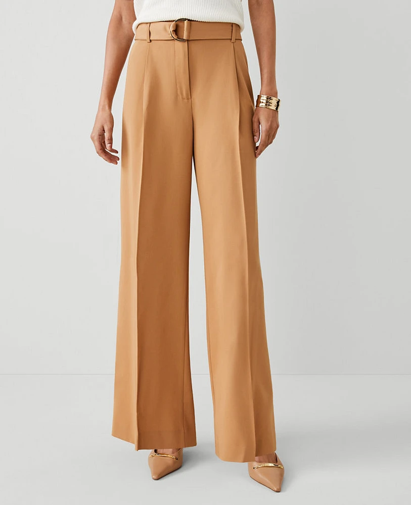 Ann Taylor The Petite Belted Single Pleated Wide Leg Pant Women's