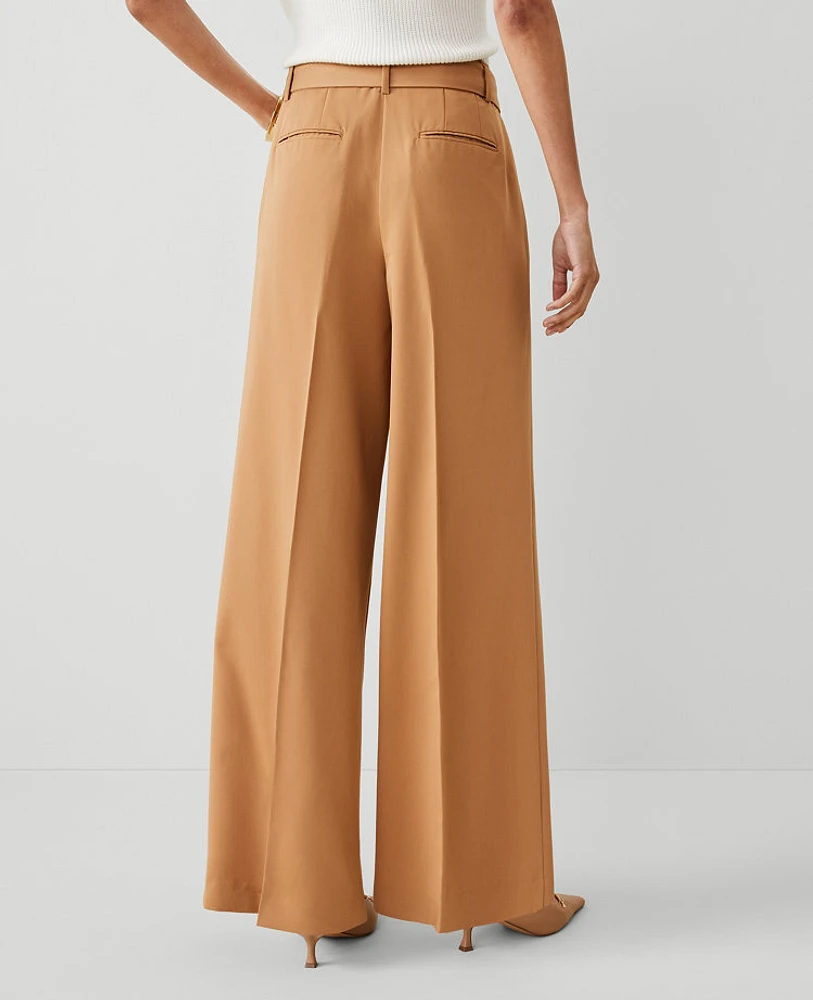 Ann Taylor The Petite Belted Single Pleated Wide Leg Pant Women's