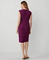 Ann Taylor The Crew Neck Sheath Dress Bi-Stretch Plum Burst Women's