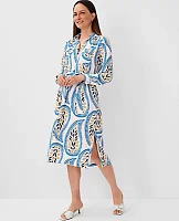 Ann Taylor Petite Paisley Midi Pocket Shirtdress