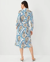 Ann Taylor Petite Paisley Midi Pocket Shirtdress White Women's