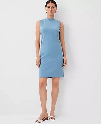 Ann Taylor Petite Geo Mock Neck Sleeveless Shift Dress