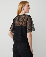 Ann Taylor Lace T-Shirt Black Women's