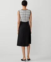 Ann Taylor Petite Tweed Midi Flare Dress Black Women's