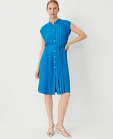 Ann Taylor Petite Pleated Belted Dress Santorini Women's