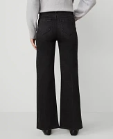 Ann Taylor The Petite Patch Pocket Wide-Leg Jean Black Wash Women's