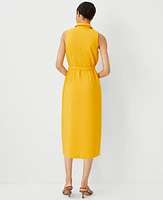 Ann Taylor Petite Shirt Collar Flare Midi Dress Spring Marigold Women's