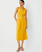 Ann Taylor Petite Shirt Collar Flare Midi Dress Spring Marigold Women's