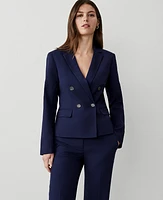 Ann Taylor The Tailored Blazer Textured Drape Navy Women's