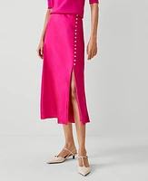 Ann Taylor Petite Button Slit Midi Slip Skirt Hot Pink Poppy Women's