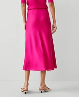 Ann Taylor Petite Button Slit Midi Slip Skirt Hot Pink Poppy Women's