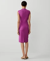 Ann Taylor Mock Neck Sheath Midi Dress - Curvy Fit Fresh Fuchsia Women's