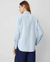 Ann Taylor Oversize Button Down Shirt Blue Quartz Women's