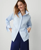 Ann Taylor Oversize Button Down Shirt Blue Quartz Women's