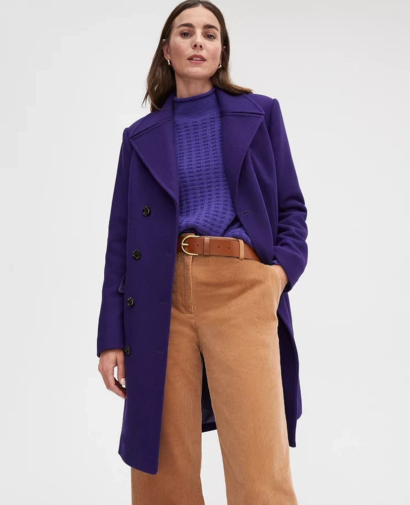 Ann Taylor Notch Collar Coat Midnight Mulberry Women's