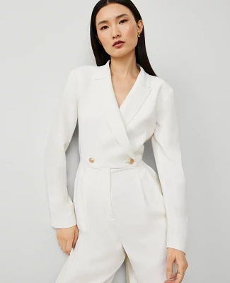 Ann Taylor Lapel Jumpsuit Winter White Women's