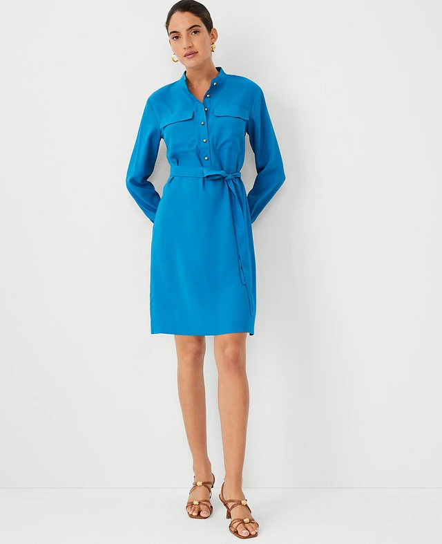 Ann Taylor Petite Belted Pocket Shift Dress Santorini Women's | Dulles Town  Center