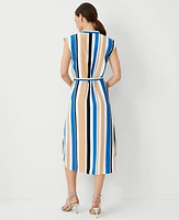 Ann Taylor Petite Striped Split Neck Midi Shirtdress Women's