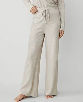 Ann Taylor Waffle Lounge Wide-Leg Pant Pale Sand Heather Women's