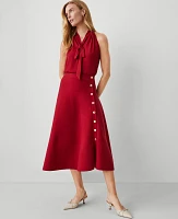 Ann Taylor Button Detail Flare Sweater Skirt Gingham Red Women's