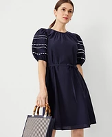 Ann Taylor Petite Ric Rac Sleeve Shift Dress Night Sky Women's