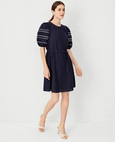 Ann Taylor Petite Ric Rac Sleeve Shift Dress Night Sky Women's