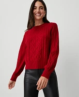 Ann Taylor Puff Sleeve Cable Sweater Women's